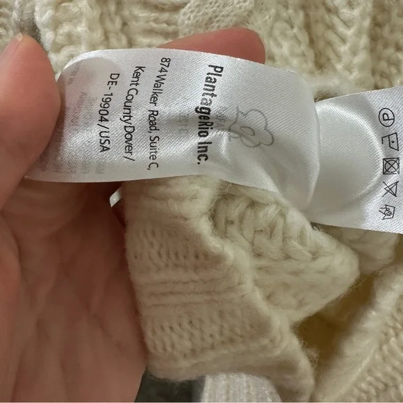 Farm Rio Braided Sweater S Pom Pom Off White wool blend - Picture 13 of 14